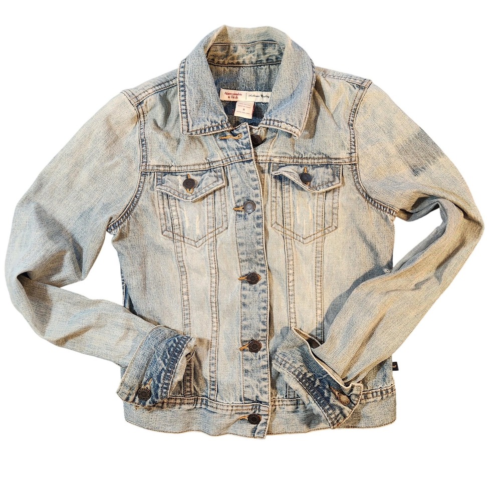 Abercrombie & Fitch Jacket Womens Small Denim Distressed Jean Trucker Vintage